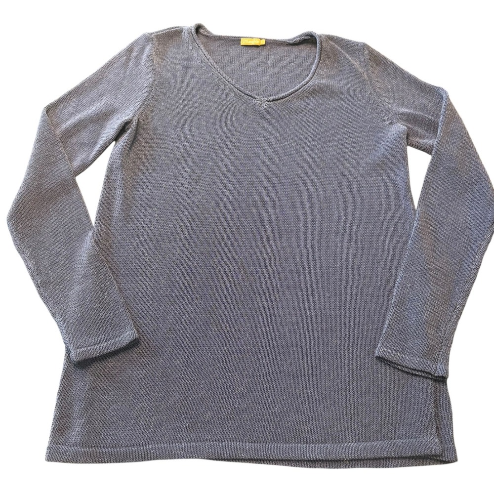 J.McLaughlin Women's Blue Knit V Neck Long‎ Sleeve Sweater Top Tunic